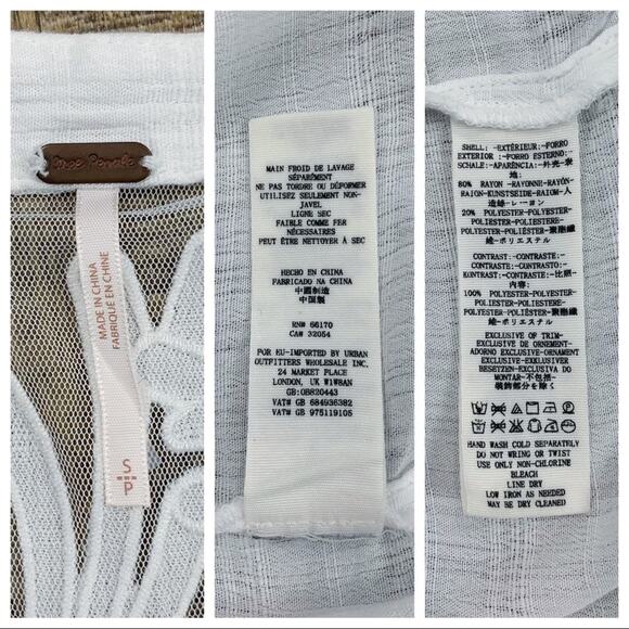 Free People Western Romance white mesh lace sleeveless swing top tank top - Picture 5 of 6